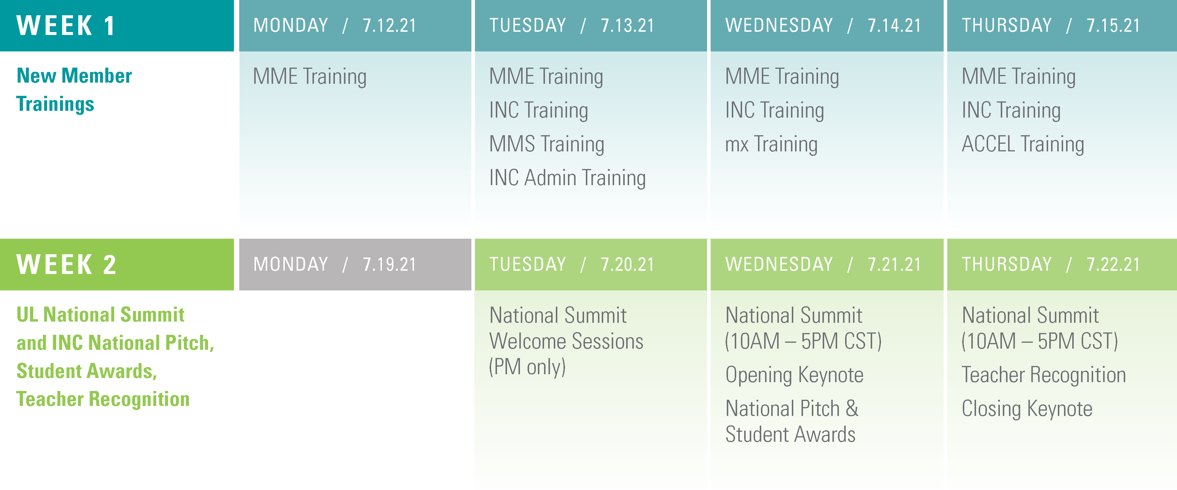 National Summit 2021 Schedule
